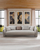 SOFA ESTACIONARIO DE CUATRO ASIENTOS EN TELA BEIGE GRISACEA