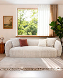 SOFA ESTACIONARIO DE CUATRO ASIENTOS EN TELA TEXTURIZADA BEIGE