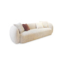 SOFA ESTACIONARIO DE CUATRO ASIENTOS EN TELA TEXTURIZADA BEIGE