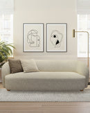 SOFA ESTACIONARIO DE TRES ASIENTOS EN TELA BEIGE