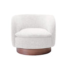 BUTACA GIRATORIA EN TELA BEIGE GRISACEA BASE ACABADO DE MADERA