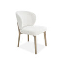 SILLA DE COMEDOR EN TELA BEIGE PATAS ACABADO DE MADERA CHAMPAÑA