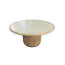 MESA DE COMEDOR TOPE ESTILO MARMOL Y BASE ACABADO DE  MADERA
