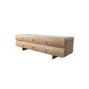 MESA DE TV ACABADO DE MADERA NATURAL CON TOPE  ESTILO MARMOL