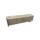MESA DE TV TOPE ESTILO MARMOL Y BASE ACABADO DE MADERA