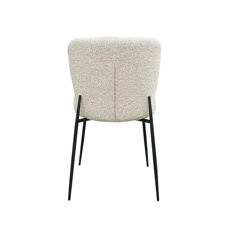 SILLA DE COMEDOR EN TELA BEIGE CON PATAS NEGRAS