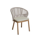 SILLA DE COMEDOR JUMBO EN TELA Y CUERDA BEIGE CON PATAS DE ACABADO EN MADERA