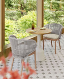 SILLA DE COMEDOR JUMBO EN TELA Y CUERDA BEIGE CON PATAS DE ACABADO EN MADERA