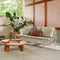 SOFA DE EXTERIOR DE TRES ASIENTOS EN TELA Y MARCO BEIGE CUERDA TAUPE