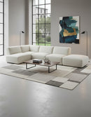 SOFA SECCIONAL 5PCS ESTACIONARIO EN TELA BEIGE