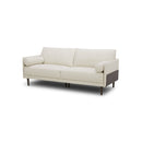 SOFA DE 2 ASIENTOS EN TELA BEIGE Y PATAS MARRONES