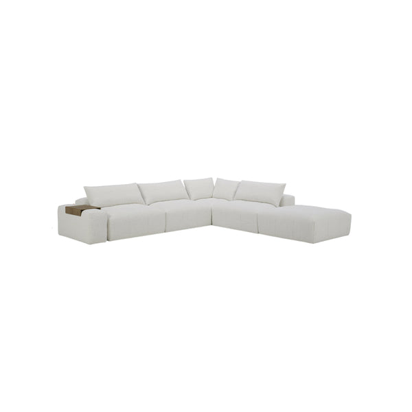 SOFA SECCIONAL 6PCS, ESTACIONARIO EN TELA BLANCA