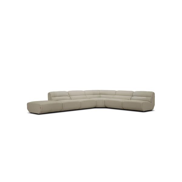 SOFA SECCIONAL CON FRENTE DE PIEL GRIS 6PCS