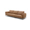 SOFA ESTACIONARIO DE TRES ASIENTOS CON FRENTE DE PIEL CAMEL