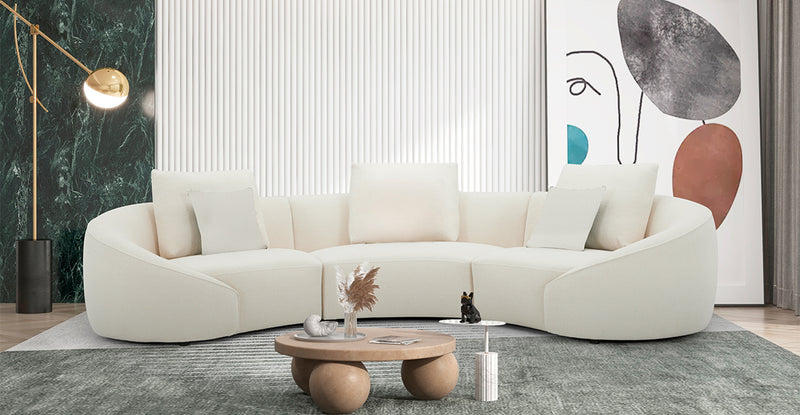 SOFA SECCIONAL ESTACIONARIO EN TELA BLANCA