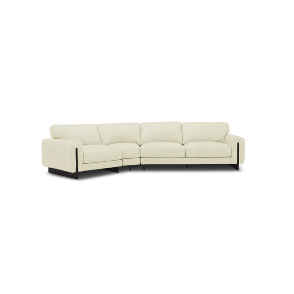 SOFA SECCIONAL ESTACIONARIO EN TELA BLANCA