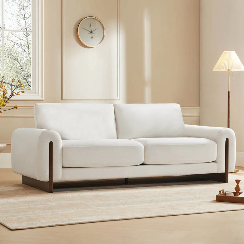 SOFA ESTACIONARIO DE 3 ASIENTOS EN TELA BLANCA