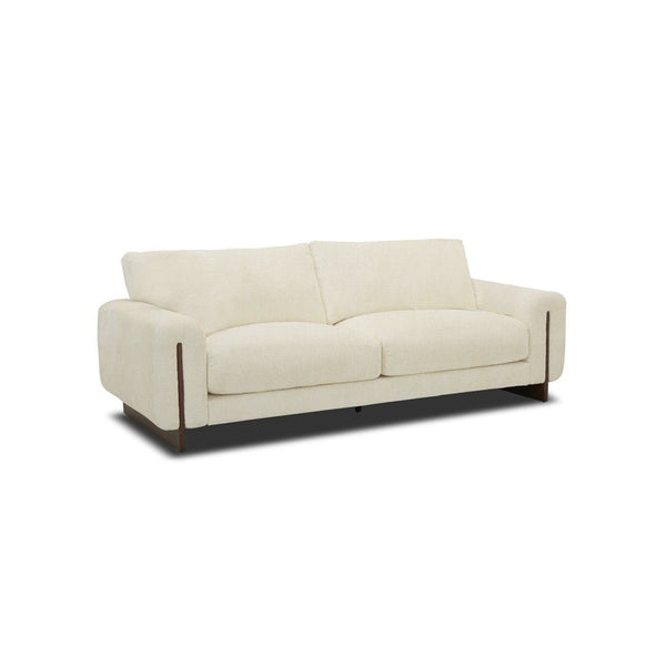 SOFA ESTACIONARIO DE DOS ASIENTOS EN TELA BLANCA