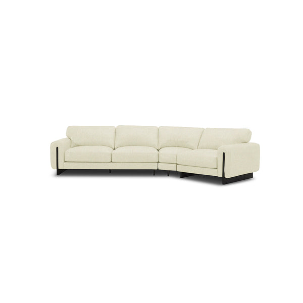 SOFA SECCIONAL ESTACIONARIO EN TELA BLANCA