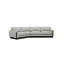 SOFA SECCIONAL ESTACIONARIO CON FRENTE DE PIEL GRIS