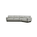 SOFA SECCIONAL ESTACIONARIO CON FRENTE DE PIEL GRIS