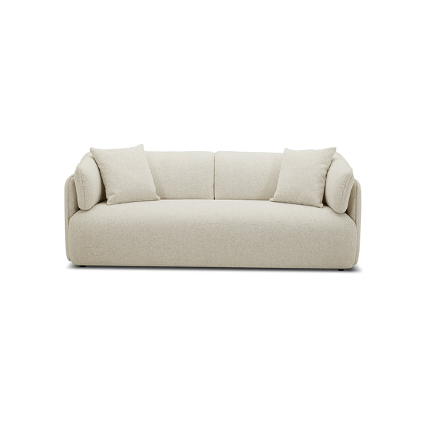 SOFA ESTACIONARIO DE TRES ASIENTOS EN TELA BEIGE
