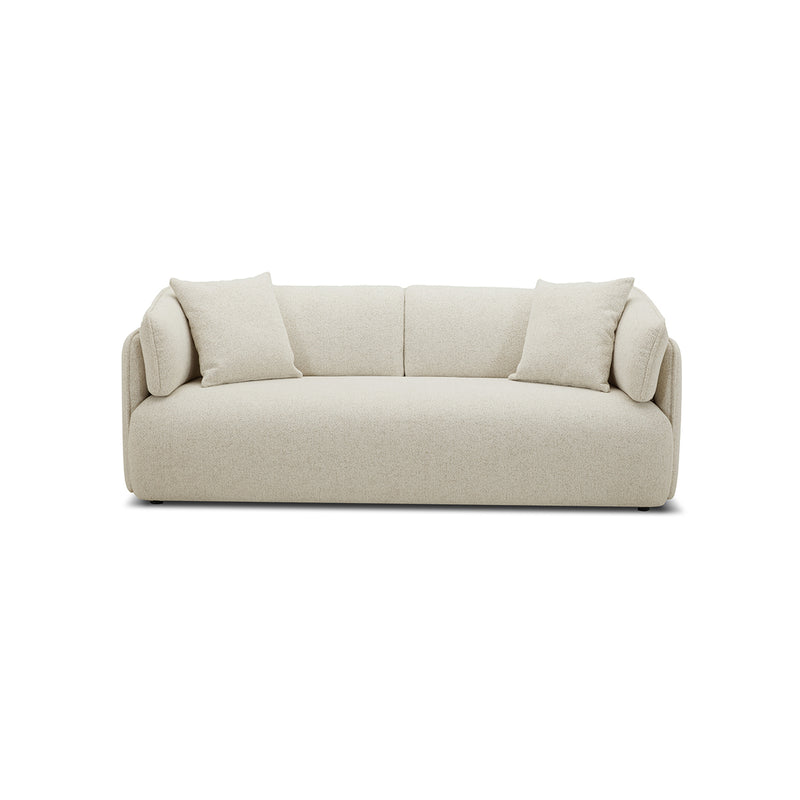 SOFA ESTACIONARIO DE TRES ASIENTOS EN TELA BEIGE