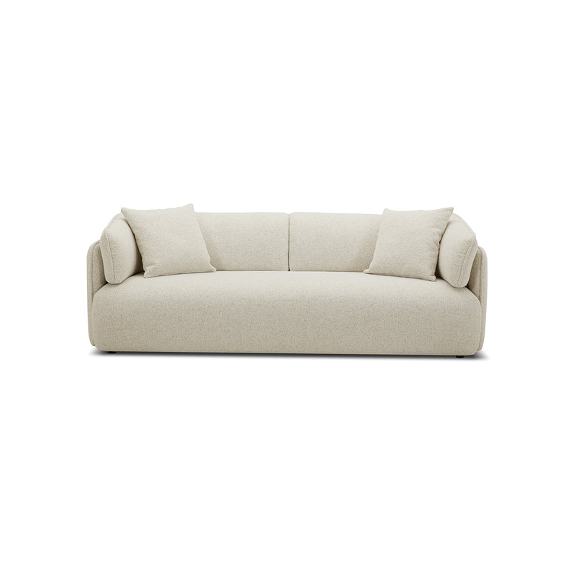 SOFA ESTACIONARIO DE CUATRO ASIENTOS EN TELA BEIGE