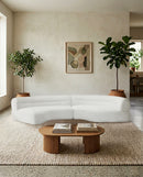 SOFA SECCIONAL ESTACIONARIO EN TELA TEXTURIZADA BEIGE