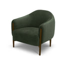 BUTACA ESTACIONARIA EN TELA VERDE Y PATAS MARRONES