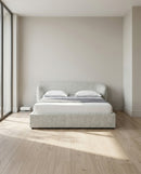 CAMA KING EN TELA GRIS