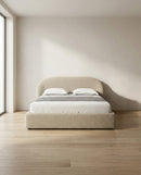 CAMA KING EN TELA TEXTURIZADA MARRON