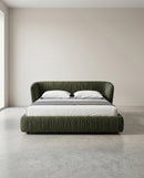 CAMA KING EN TELA VERDE