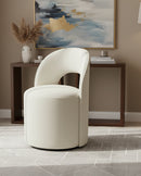 SILLA DE COMEDOR EN TELA BEIGE CON ASIENTO GIRATORIO
