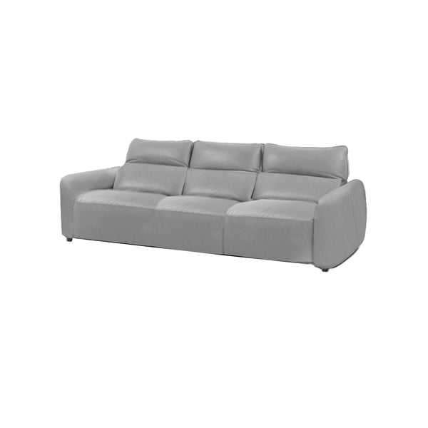 SOFA RECLINABLE ELECTRICO DE TRES ASIENTOS CON FRENTE DE PIEL GRIS