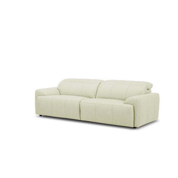 SOFA RECLINABLE ELECTRICO DE TRES ASIENTOS CON FRENTE DE PIEL BEIGE