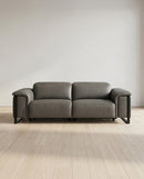 SOFA RECLINABLE DE TRES ASIENTOS ELECTRICO CON FRENTE DE PIEL GRIS