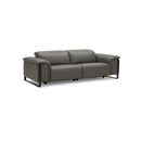 SOFA RECLINABLE DE TRES ASIENTOS ELECTRICO CON FRENTE DE PIEL GRIS