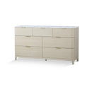 GAVETERO ACABADO DE MADERA CLARA Y TOPE DE MARMOL