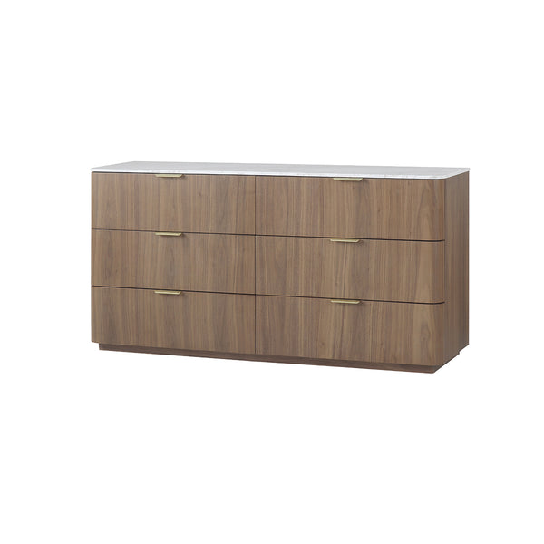 GAVETERO EN ACABADO MADERA Y MARMOL BLANCO