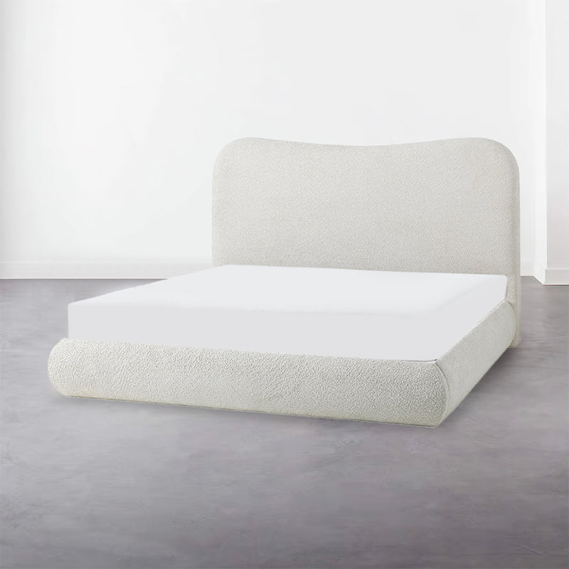 CAMA KING EN TELA BEIGE