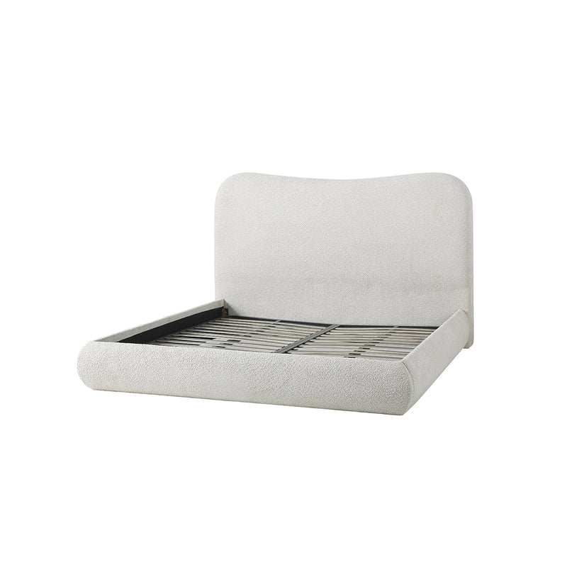 CAMA KING EN TELA BEIGE