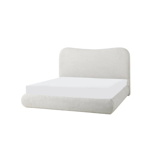 CAMA KING EN TELA BEIGE