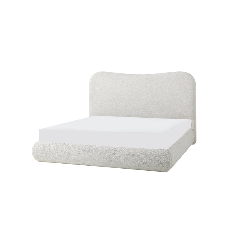 CAMA KING EN TELA BEIGE