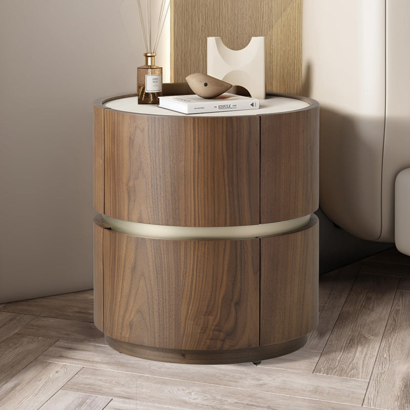 MESA DE NOCHE ACABADO DE MADERA Y TOPE DE CERAMICA