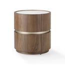 MESA DE NOCHE ACABADO DE MADERA Y TOPE DE CERAMICA