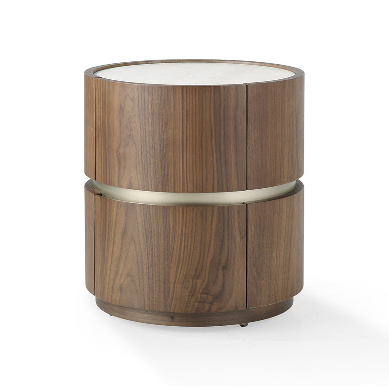 MESA DE NOCHE ACABADO DE MADERA Y TOPE DE CERAMICA