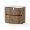 MESA DE NOCHE ACABADO DE MADERA Y TOPE DE CERAMICA