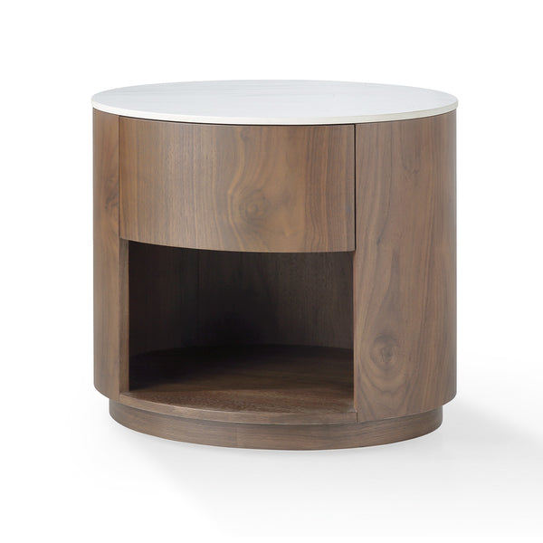 MESA DE NOCHE ACABADO DE MADERA Y TOPE DE CERAMICA