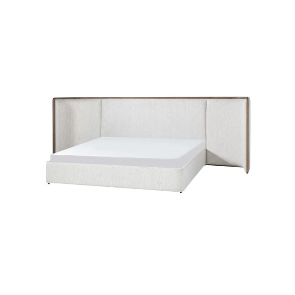 CAMA KING EN TELA BEIGE